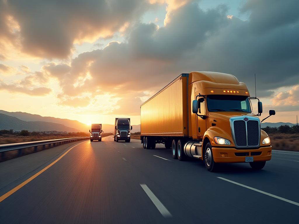 Logistics trucks and warehouse in Southern California